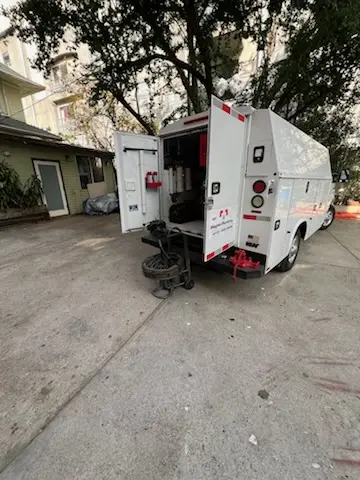 Magnet Plumbing service vehicle on-site for Sewer Line Repair in Saint Leo